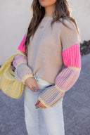 Cozy Kandy Stripe Sleeve Sweater-Sweater-Krush Kandy, Women's Online Fashion Boutique Located in Phoenix, Arizona (Scottsdale Area)