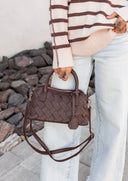 Woven Faux Leather Satchel-Purses & Bags-Krush Kandy, Women's Online Fashion Boutique Located in Phoenix, Arizona (Scottsdale Area)