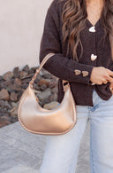 Aria Whipstitch Crescent Shoulder Bag