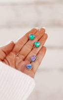 Auroras Heart Single Stone Earrings-Stud Earrings-Rae Collective, Women's Online Fashion Boutique Located in Phoenix, Arizona (Scottsdale Area)