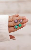Auroras Heart Single Stone Earrings-Stud Earrings-Rae Collective, Women's Online Fashion Boutique Located in Phoenix, Arizona (Scottsdale Area)