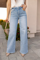 Palazzo Wide Leg Denim Pants
