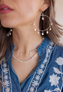 Beaded Tassel Sterling Silver Hoop Earrings