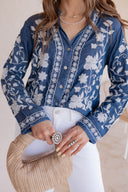 Boho Vacay Embroidered Button Blouse