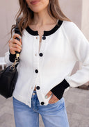 The Cove Ribbed Contrast Button Up Sweater