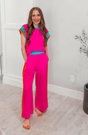 Chelsey Contrast Stripe Top and Bottom Set-2 Piece Outfit Sets-Rae Collective, Women's Online Fashion Boutique Located in Phoenix, Arizona (Scottsdale Area)