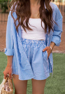 Bon Voyage Striped Button Down Top & Shorts Set-2 Piece Outfit Sets-Krush Kandy, Women's Online Fashion Boutique Located in Phoenix, Arizona (Scottsdale Area)