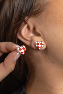 Checkmate Stone Heart Stud Earrings-Earrings-Rae Collective, Women's Online Fashion Boutique Located in Phoenix, Arizona (Scottsdale Area)