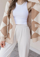 LUXE Diamond Checkered Oversized Cardigan-Sweaters-Rae Collective, Women's Online Fashion Boutique Located in Phoenix, Arizona (Scottsdale Area)