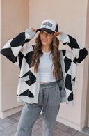 LUXE Diamond Checkered Oversized Cardigan-Sweaters-Rae Collective, Women's Online Fashion Boutique Located in Phoenix, Arizona (Scottsdale Area)