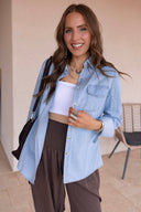 The On Repeat Button-Up Denim Shirt