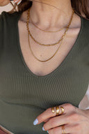Triple Layer Loop, Box & Paperclip Chain Necklace