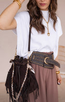 Meet Me at Coachella Suede Bucket Bag with Fringe