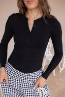 Simply Yours Ribbed Henley Modal Top | S-2X