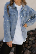 Pearly Girly Peal Denim Jacket-Jackets-Rae Collective, Women's Online Fashion Boutique Located in Phoenix, Arizona (Scottsdale Area)