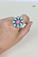 Turquoise Halo Delight Ring-Cluster Rings-Rae Collective, Women's Online Fashion Boutique Located in Phoenix, Arizona (Scottsdale Area)