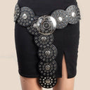 Vegan Leather Grommet Disc Chain Belt