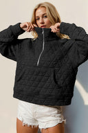 Half Zip Long Sleeve Quilted Sweatshirt with Pocket-Jackets-Rae Collective, Women's Online Fashion Boutique Located in Phoenix, Arizona (Scottsdale Area)