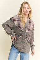 Mineral Wash Cardigan with Plaids-Cardigan-Krush Kandy, Women's Online Fashion Boutique Located in Phoenix, Arizona (Scottsdale Area)