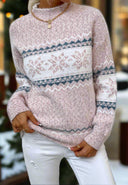Let It Snow Snowflake Mock Neck Sweater – Cozy Winter Knit-Sweater-Krush Kandy, Women's Online Fashion Boutique Located in Phoenix, Arizona (Scottsdale Area)