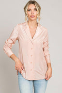 Organza V Neck Dress Shirt-Long Sleeve Tops-Rae Collective, Women's Online Fashion Boutique Located in Phoenix, Arizona (Scottsdale Area)