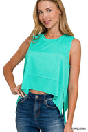 Shark Bite Side Slit Sleeveless Top