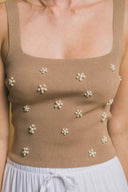 Flower Embellished Knit Tank Top-Tanks-Rae Collective, Women's Online Fashion Boutique Located in Phoenix, Arizona (Scottsdale Area)
