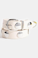 Metallic Disc Studded Faux Leather Belt-Accessories-Krush Kandy, Women's Online Fashion Boutique Located in Phoenix, Arizona (Scottsdale Area)