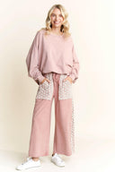 MineralWash Floral Daisy trim Pants-PANTS-Rae Collective, Women's Online Fashion Boutique Located in Phoenix, Arizona (Scottsdale Area)