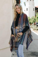 Multicolor Plaid Pocket Ruana-Scarves-Krush Kandy, Women's Online Fashion Boutique Located in Phoenix, Arizona (Scottsdale Area)
