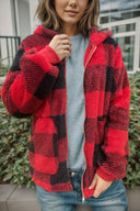 Full Size Plaid Long Sleeve Hooded Coat-Cardigans-Rae Collective, Women's Online Fashion Boutique Located in Phoenix, Arizona (Scottsdale Area)