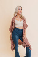 Sun-Bleached Fringe Ruffle Kimono