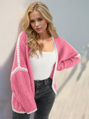 Contrast Open Front Dropped Shoulder Cardigan-Cardigan-Krush Kandy, Women's Online Fashion Boutique Located in Phoenix, Arizona (Scottsdale Area)