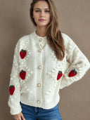 Strawberry Button Down Long Sleeve Cardigan-Cardigans-Rae Collective, Women's Online Fashion Boutique Located in Phoenix, Arizona (Scottsdale Area)