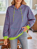Lovelet Drawstring Striped Long Sleeve Hoodie-Rae Collective, Women's Online Fashion Boutique Located in Phoenix, Arizona (Scottsdale Area)