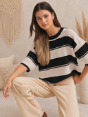 Charming Stripe Half Sleeve Top