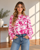 Serenity Bloom: Floral Flounce Sleeve Blouse (2 Colors)