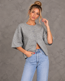 Marlowe Relaxed Knit Button-Front Half Sleeve Cardigan