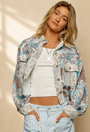 Crochet Lace Patch Floral Jacket Top