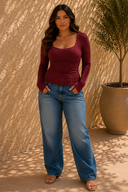 Elegant Lace Trim Square Neck Top | 7 Colors