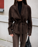 Luxe Belted Suede Touch Jacket
