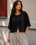 Relaxed Linen Blend Button Front Cardigan