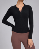 LuxeEase Ribbed Henley Modal Top