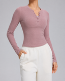 Simply Yours Ribbed Henley Modal Top | S-2X