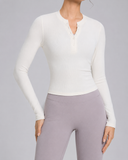 LuxeEase Ribbed Henley Modal Top