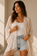 Flower Embroidered Sheer Kimono