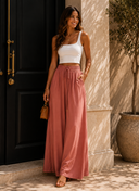 Coastline Tie Waist Palazzo Pants | 12 Colors
