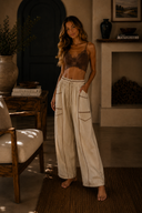 Contrast Stitch Wide Leg Lounge Pants