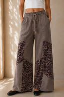 J.Her Mineral Washed Leopard Animal Patchwork Pants