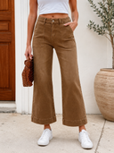 Cropped High Rise Wide Leg Jeans